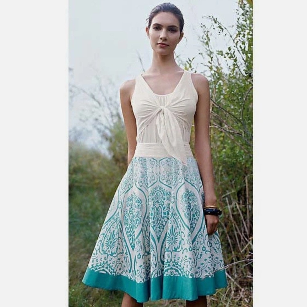 Anthropologie Edme Esyllte Wilderness Maze Cotton Bohemian Swing Skirt SZ 6